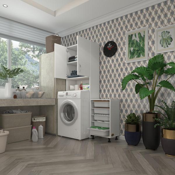 Kenzlife çamaşır makinesi dolabı sinemsepet byz 05 li banyo arkalıksız kurutma bulaşık - Image 1