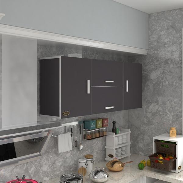 Kenzlife hazır mutfak lucida gri 060*150*22 mutfak banyo dolabı kapaklı raflı - Image 1