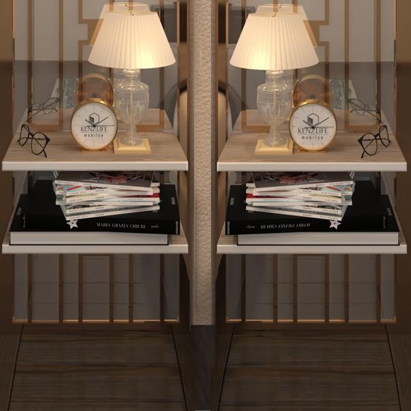 Kenzlife komodin guiseppe 2 li set crd komidin 39*19 2 parça duvara monte askı aparatlı (mng) - Image 1