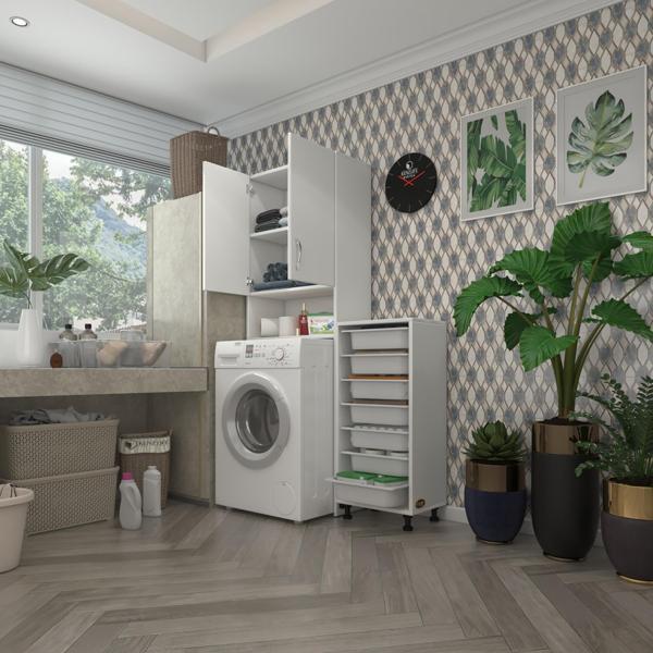 Kenzlife çamaşır makinesi dolabı sinemsepet byz 07 li banyo arkalıksız kurutma bulaşık - Image 1
