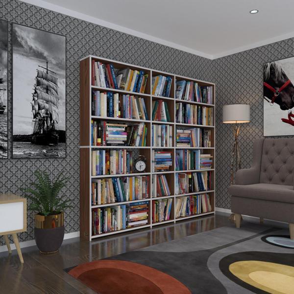 Kenzlife kitaplık süper ga 180*200*19 cvz 6 katlı 3 bölme çift bölme opsiyonlu ofis mutfak banyo dolabı arkalıksız - Image 1