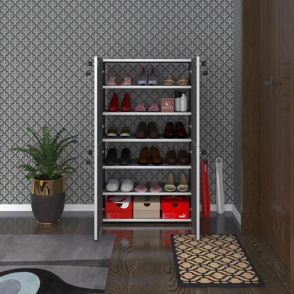 Kenzlife ayakkabılık ayakkabı dolabı kilitli gutan gri 120*70*32 kapaklı ofis dolabı iki bölme - Image 1