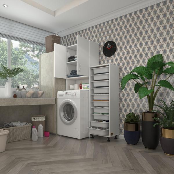 Kenzlife çamaşır makinesi dolabı sinemsepet byz 10 lu banyo arkalıksız kurutma bulaşık - Image 1