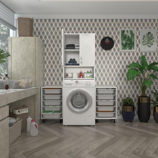 Kenzlife çamaşır makinesi dolabı sinemsepetduble byz 05 li banyo arkalıksız kurutma bulaşık - Image 1