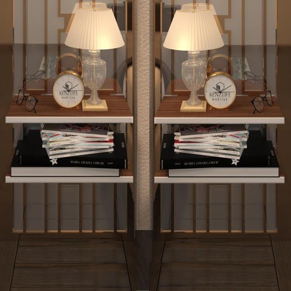 Kenzlife komodin guiseppe 2 li set cvz komidin 39*19 2 parça duvara monte askı aparatlı (mng) - Image 1