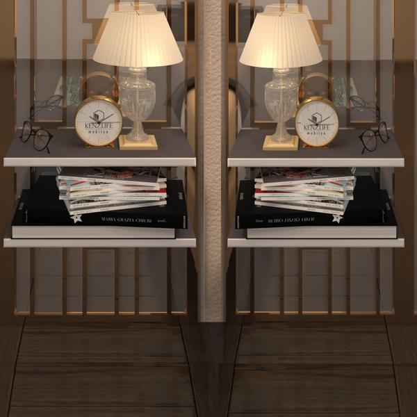 Kenzlife komodin guiseppe 2 li set gri komidin 39*19 2 parça duvara monte askı aparatlı (mng) - Image 1