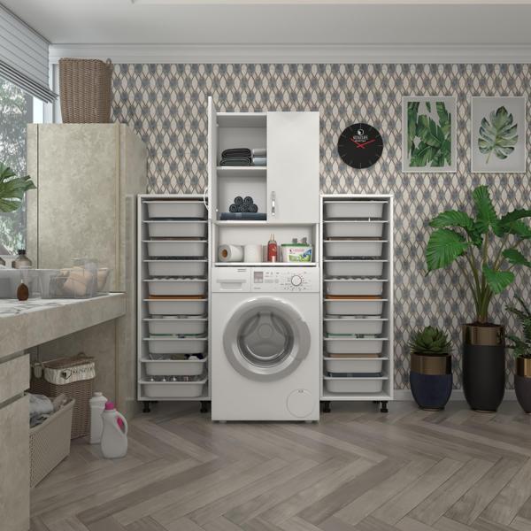 Kenzlife çamaşır makinesi dolabı sinemsepetduble byz 10 lu banyo arkalıksız kurutma bulaşık - Image 1