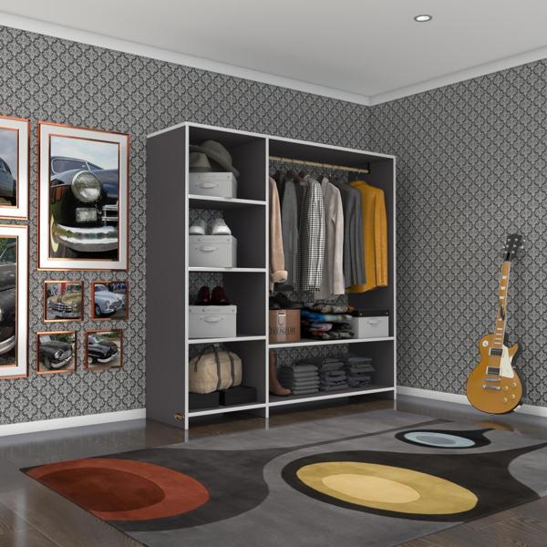 Kenzlife giysi dolabı mükremin 150*150*40 gri gardırop - Image 1