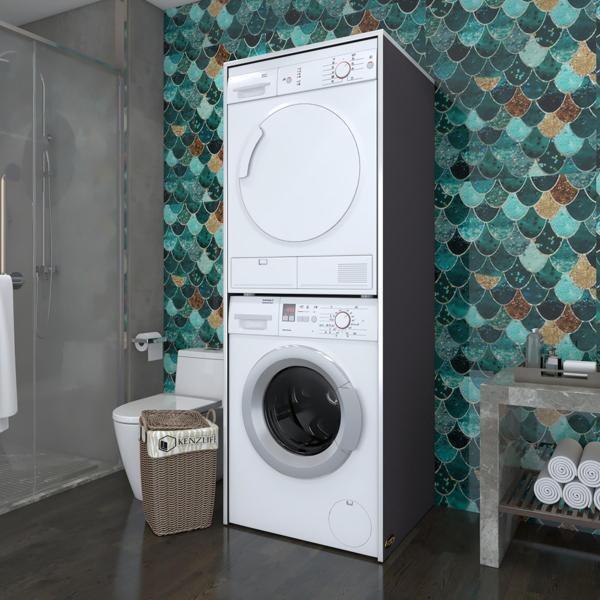 Kenzlife çamaşır-kurutma makinesi dolabı zakhar gri 180*70*60 banyo kapaksız arkalıksız - Image 1