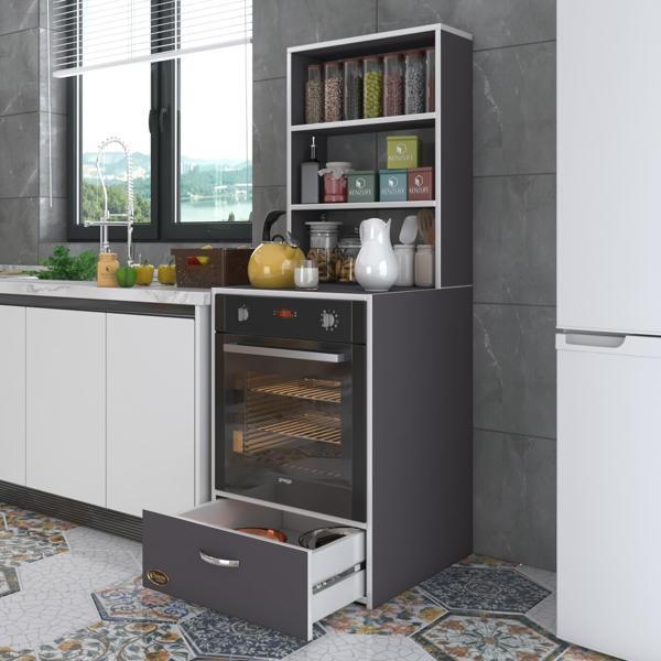 Kenzlife ankastre fırın dolabı aybirgen gri 165*60*56 mutfak çekmeceli - Image 1