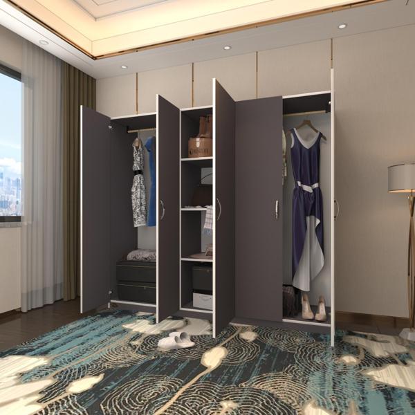 Kenzlife gardırop 5 kapılı horozibiği 180*200*52 gri XLARGE kapaklı gardolap dolap - Image 1