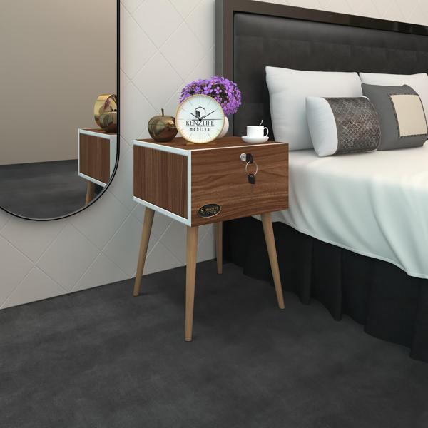 Kenzlife komodin kazuki cvz 60*39*39 komidin ahşap ayaklı kitaplık ayakkabılık kapaklı arkalıklı - Image 1