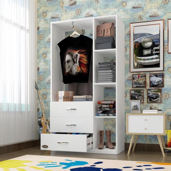 Kenzlife giysi dolabı ökkeş 175*90*40 byz gardırop 3 çekmeceli - Image 1