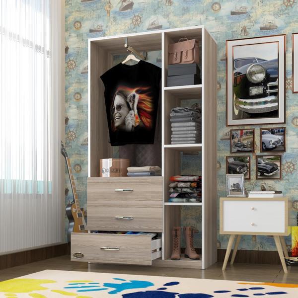 Kenzlife giysi dolabı ökkeş 175*90*40 crd gardırop 3 çekmeceli - Image 1