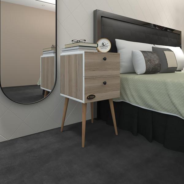 Kenzlife komodin kilitli hanami crd 74*39*39 komidin ahşap ayaklı kitaplık ayakkabılık kapaklı arkalıklı - Image 1