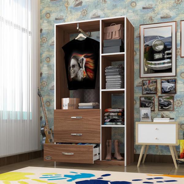 Kenzlife giysi dolabı ökkeş 175*90*40 cvz gardırop 3 çekmeceli - Image 1