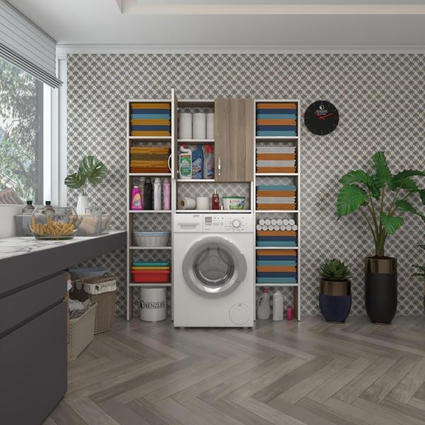 Kenzlife çamaşır makinesi dolabı veronikamaksduble crd 180*126*20 banyo arkalıksız raflı - Image 1