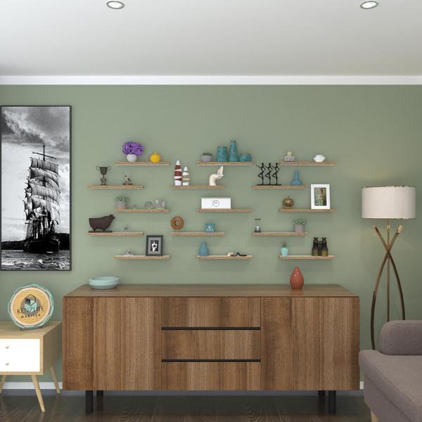 Kenzlife duvar rafı debernuş onbeşli 039*07*3 byz 15 adet duvar rafı süslük eko (m) - Image 1