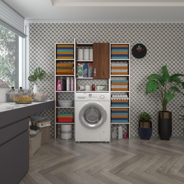 Kenzlife çamaşır makinesi dolabı veronikamaksduble cvz 180*126*20 banyo arkalıksız raflı - Image 1