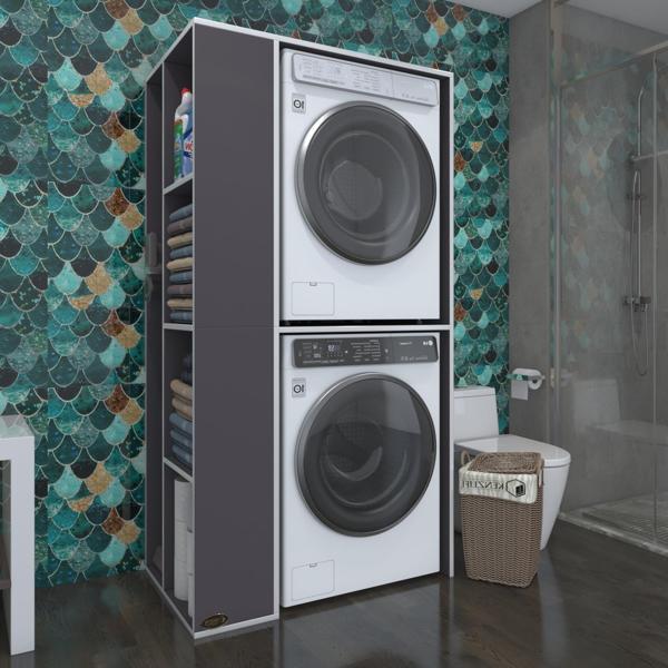 Kenzlife çamaşır-kurutma makinesi dolabı demyan sol gri 180*090*60 banyo kapaksız arkalıksız - Image 1