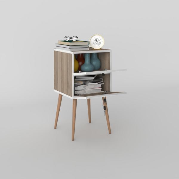 Kenzlife komodin kilitli sakura crd 74*39*39 komidin ahşap ayaklı kitaplık ayakkabılık kapaklı arkalıklı - Image 1
