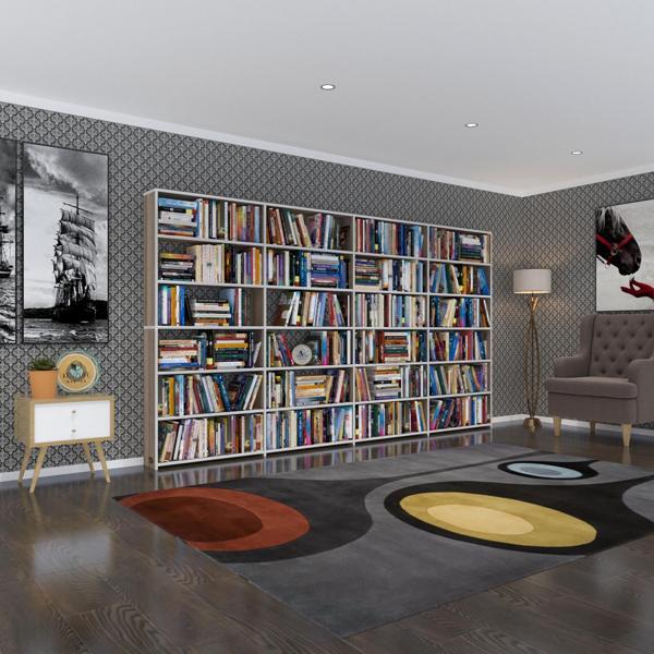 Kenzlife kitaplık süper ga crd 180*320*19 6 katlı 4 bölme çift bölme opsiyonlu ofis mutfak banyo dolabı arkalıksız - Image 1