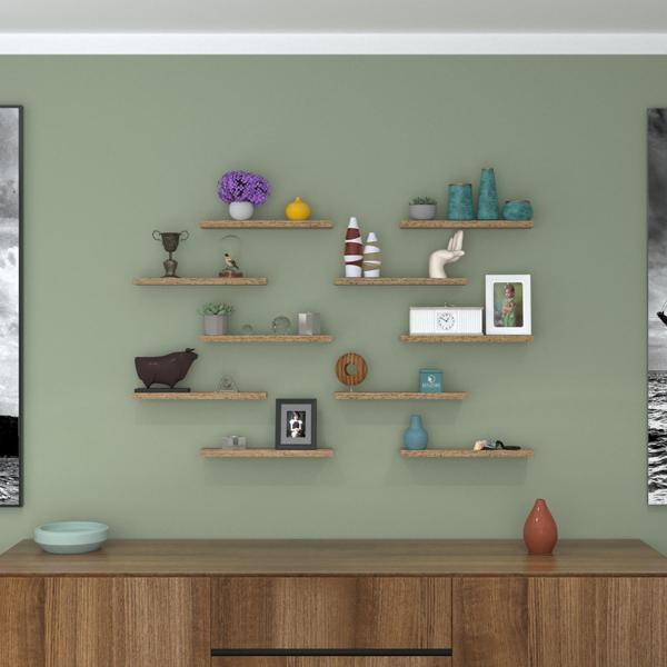 Kenzlife duvar rafı debernuş onlu 039*07*3 crd 10 adet duvar rafı süslük eko (m) - Image 1