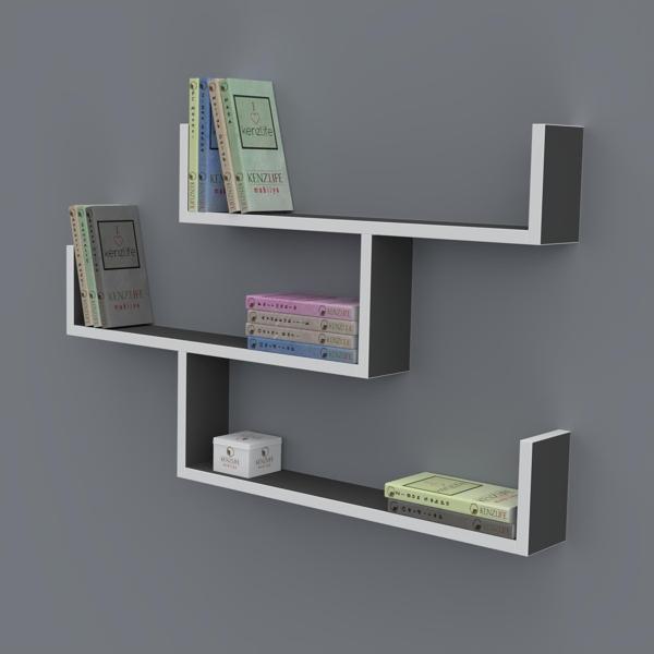 Kenzlife kitaplık gülin 055*080*20 gri duvar rafı  - Image 1