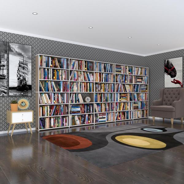 Kenzlife kitaplık süper ga crd 180*400*19 6 katlı 5 bölme çift bölme opsiyonlu ofis mutfak banyo dolabı arkalıksız - Image 1