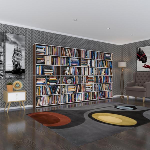 Kenzlife kitaplık süper ga cvz 180*320*19 6 katlı 4 bölme çift bölme opsiyonlu ofis mutfak banyo dolabı arkalıksız - Image 1