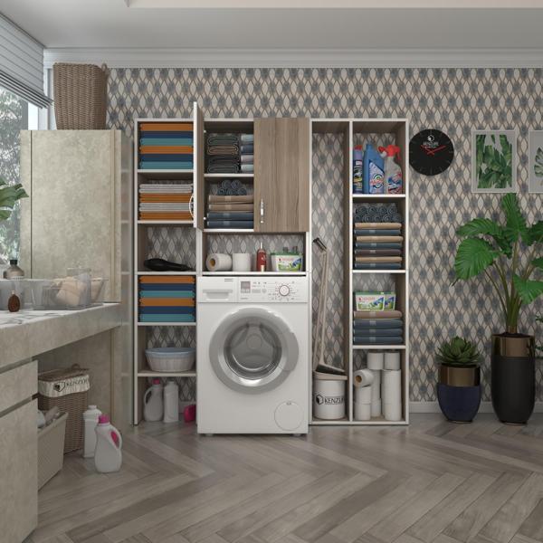 Kenzlife çamaşır makinesi dolabı veronikamega crd 180*156*20 banyo arkalıksız raflı - Image 1