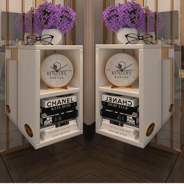 Kenzlife komodin lothario 2 li set byz komidin 42*20*19 duvara monte askı aparatlı (mng) - Image 1