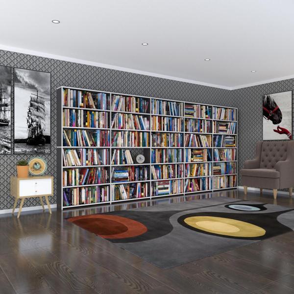 Kenzlife kitaplık süper ga gri 180*400*19 6 katlı 5 bölme çift bölme opsiyonlu ofis mutfak banyo dolabı arkalıksız - Image 1