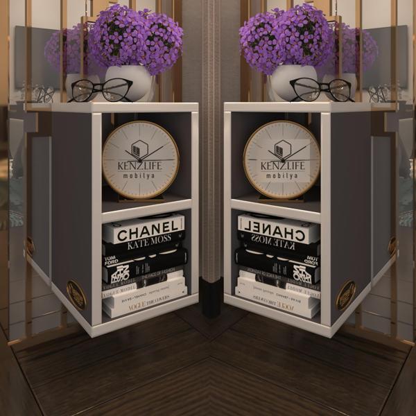Kenzlife komodin lothario 2 li set gri komidin 42*20*19 duvara monte askı aparatlı (mng) - Image 1