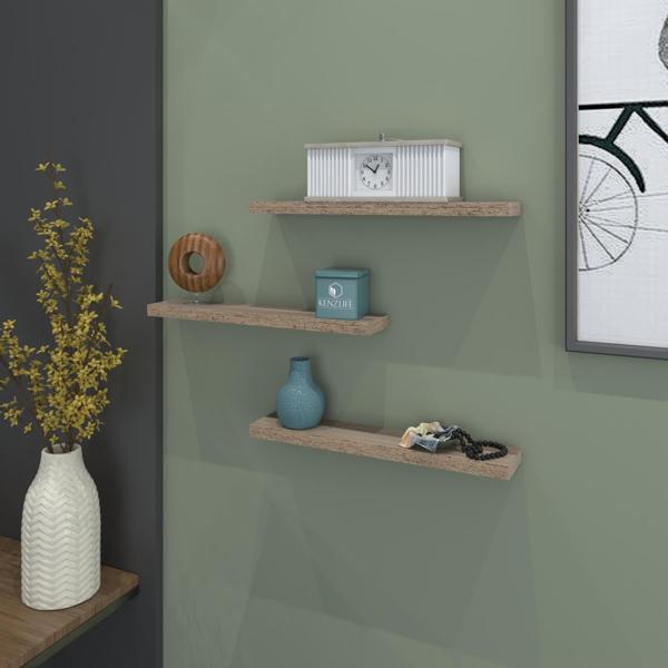 Kenzlife duvar rafı debernuş üçlü 039*07*3 crd 3 adet duvar rafı süslük eko (m) - Image 1