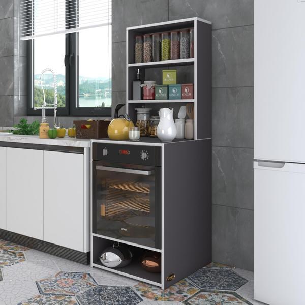 Kenzlife ankastre fırın dolabı canfeza gri 165*60*56 mutfak raflı - Image 1