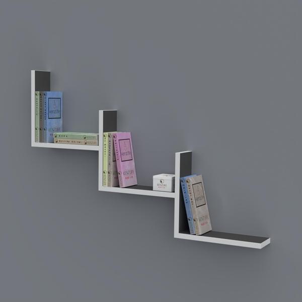 Kenzlife kitaplık günan 060*090*20 gri duvar rafı  - Image 1