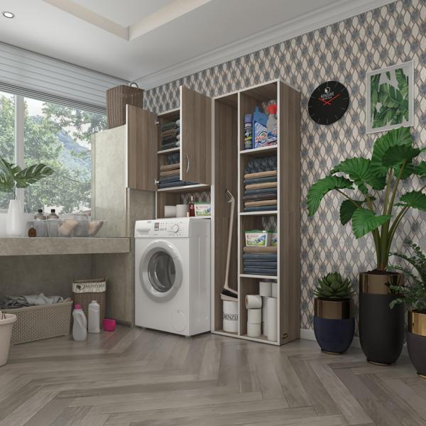 Kenzlife çamaşır makinesi dolabı veronikasüpürge crd 180*126*20 banyo arkalıksız raflı - Image 1