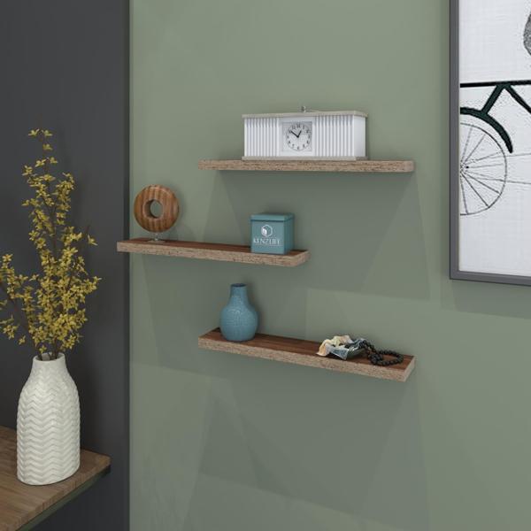 Kenzlife duvar rafı debernuş üçlü 039*07*3 cvz 3 adet duvar rafı süslük eko (m) - Image 1