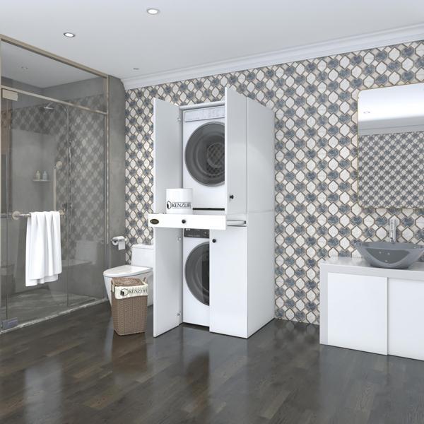 Kenzlife çamaşır-kurutma makinesi dolabı el kindi byz 187*070*60 çekmeceli kapaklı banyo - Image 1