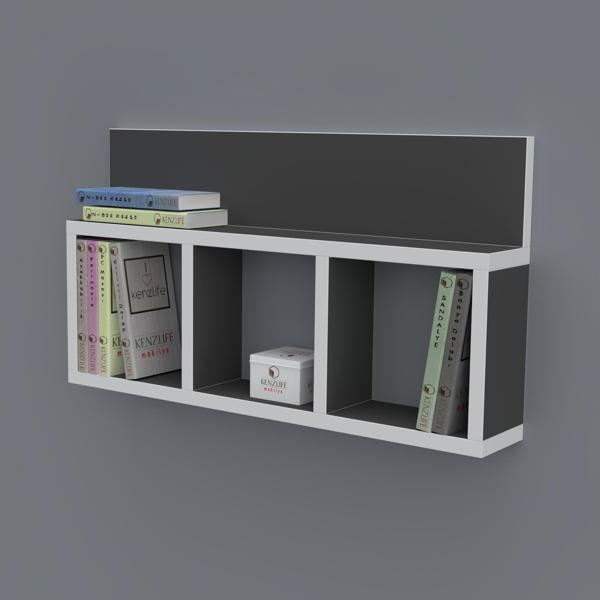 Kenzlife kitaplık hayal 030*060*20 gri duvar rafı  - Image 1