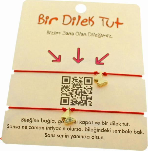 Altın Renk Kırmızı İp  Kelebek  Arkadaş  Bilekliği - 1876 - Image 1