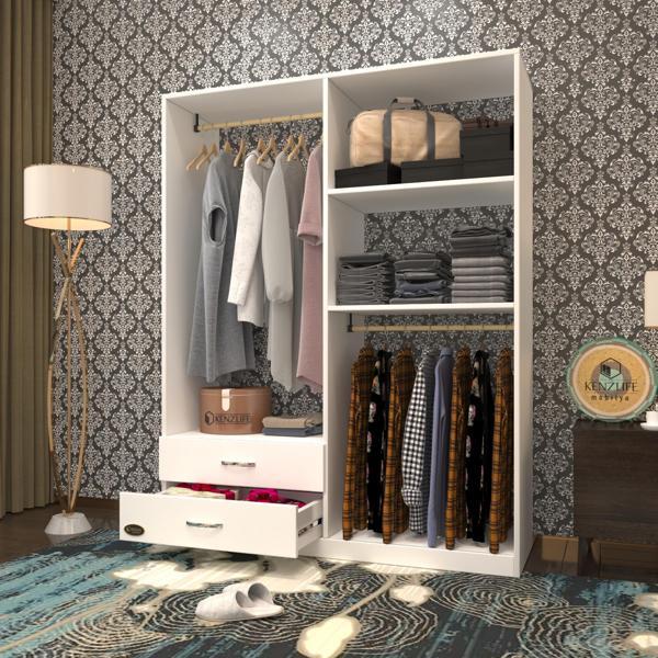 Kenzlife giysi dolabı şemsettin 175*120*40 byz gardırop 2 çekmeceli - Image 1
