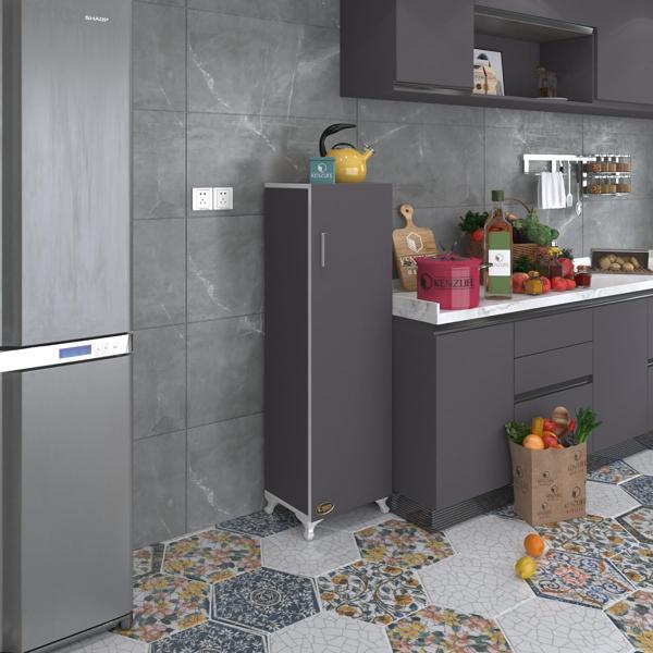 Kenzlife mutfak dolabı mine 128*030*032 gri kapaklı ayaklı banyo evrak ofis kitaplık ayakkabılık kiler - Image 1