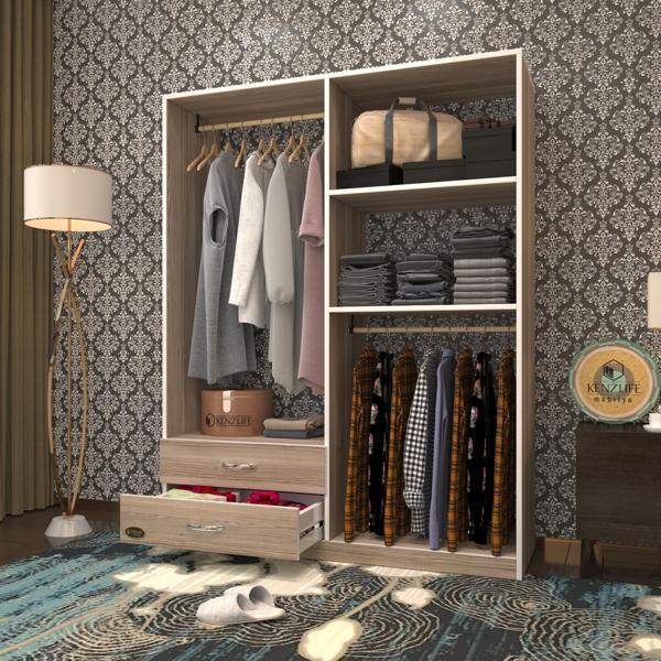 Kenzlife giysi dolabı şemsettin 175*120*40 crd gardırop 2 çekmeceli - Image 1