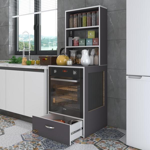 Kenzlife ankastre fırın dolabı gönül gri 165*60*56 mutfak çekmeceli - Image 1