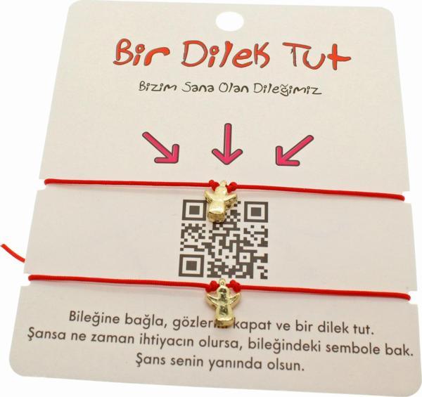 Altın Renk Kırmızı İp  Melek Arkadaş  Bilekliği - 1871 - Image 1