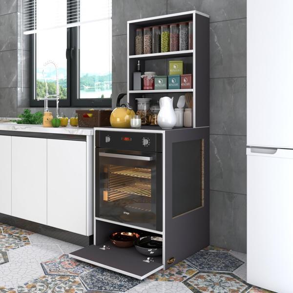 Kenzlife ankastre fırın dolabı hümeyra gri 165*60*56 mutfak kapaklı - Image 1