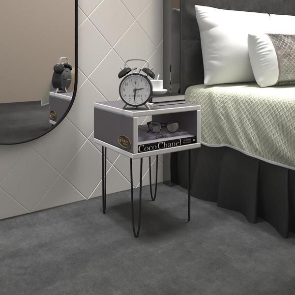 Kenzlife komodin ortense gri komidin 44*29*29 metal ayaklı orta zigon sehpa minik boy (m) - Image 1