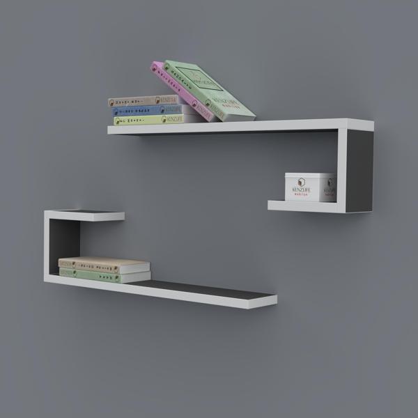 Kenzlife kitaplık kayra 015*060*20*2 gri duvar rafı  - Image 1